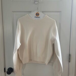 aerie Cream Crewneck Pullover Sweater